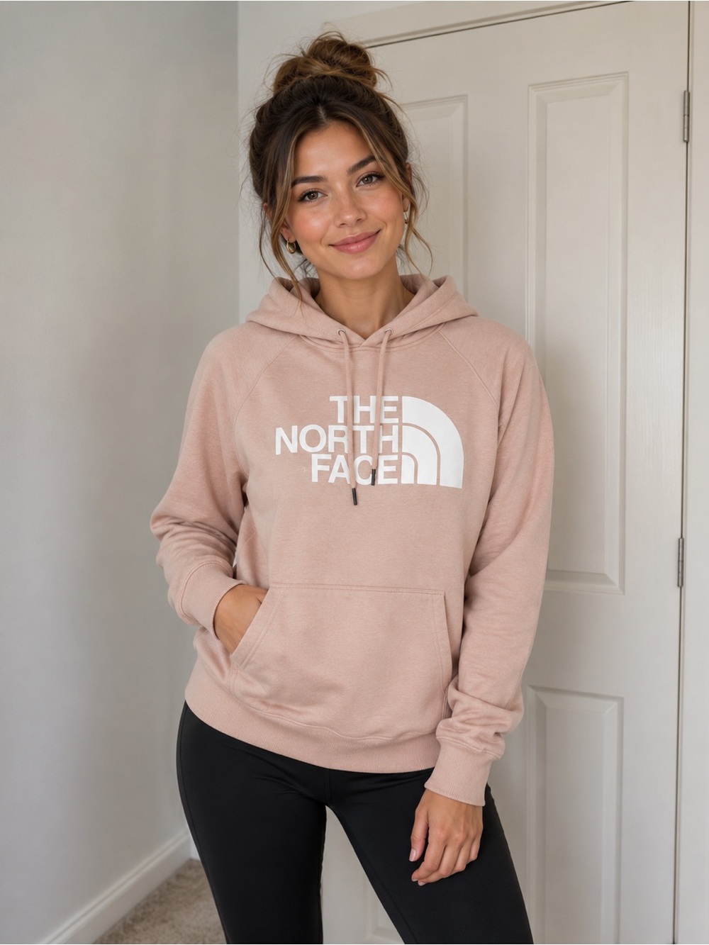 The North Face Women’s Pullover Hoodie XS Blush Pink Logo Kangaroo Pocket